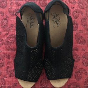 Black Wedges, Leather, Life Stride Flex, Size 8.5